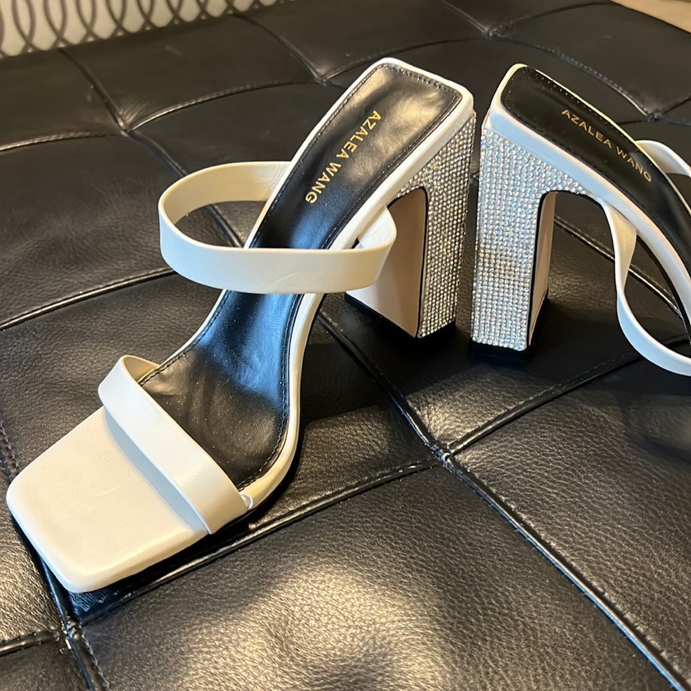 Azalea Wang nude and rhinestone strap sandals. Brand new never worn.